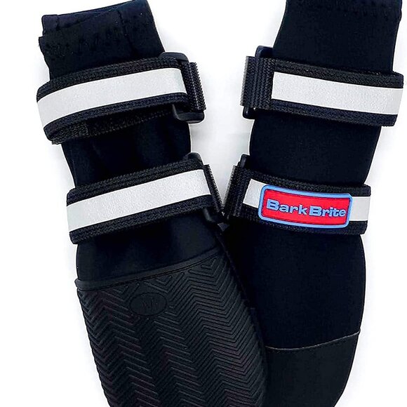 Bark Brite Dog Boots Shoes 4 PCS LARGE PAWS Black Paw Protector Winter Fall USA - Picture 1 of 9